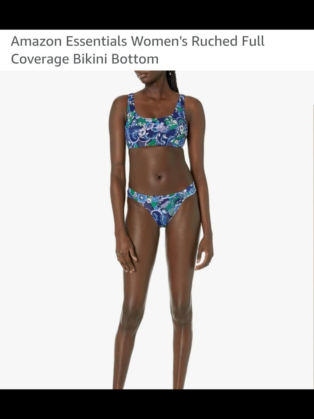 Amazon Essentials Blue & Green Paisley Scoop Bikini Set